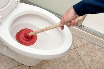 Unblock toilet with Plunger