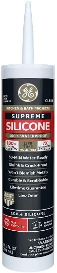 GE Sealants & Adhesives M90006 Supreme Silicone Kitchen & Bath Sealant, 10.1oz, Clear