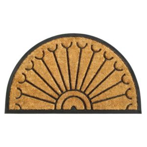 RugSmith Moulded Rubber Coir Half-round Indoor and Outdoor Doormat, 18" x 30"