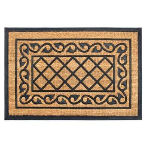 Emerson Essentials Doormats, Indoor Outdoor Rubber Durable Door Mat, Set of 2, Entry Way 36x24, Absorbent Dirt Welcome, Washable Inside Low Profile Rug Front Entrance, Non Slip Classic Brown 2 Pack