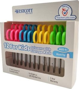 Westcott Right- & Left-Handed Scissors For Kids, 5’’ Blunt Safety Scissors, Assorted, 12 Pack (13140)