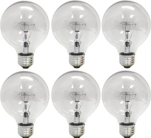 GE G25 40-Watt Incandescent Light Bulb, 6 Pack