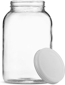 Paksh Novelty 1-Gallon Glass Jar Wide Mouth with Airtight Metal Lid - USDA Approved BPA-Free Dishwasher Safe Large Mason Jar for Fermenting, Kombucha, Kefir, Storing and Canning Uses, Clear (1 Jar)