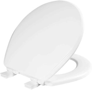 BEMIS 600E4 000 Ashland Toilet Seat with Slow Close, Never Loosens and Provide the Perfect Fit, ROUND, Enameled Wood, White