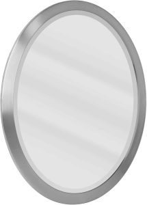 Head West Decorative Vanity Oval Beveled Mirror with Metal Frame in Brushed Nickel Finish, 23" x 29"