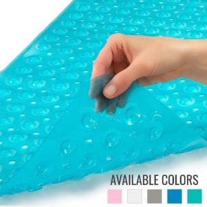 HealthSmart Bath Mat Extra Large No Slip Shower & Bathtub Mat with Suction Cups and Drain Holes for Anti-slip Grip, Machine Washable, Extra Large, 40 x 15.5, Green