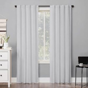 Sun Zero Cyrus Thermal 100% Blackout Back Tab Curtain Panel, 40 in x 84 in, White