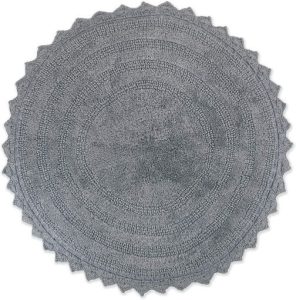 DII Crochet Collection Reversible Bath Mat, Round, 27.5" Diameter, Gray