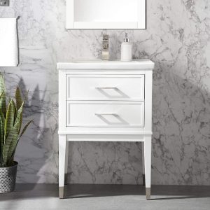 Clara 24" Single Bathroom Vanity with Porcelain Top - White