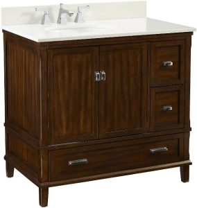 Dorel Living Otum 36” Bathroom Vanity, Dark Walnut