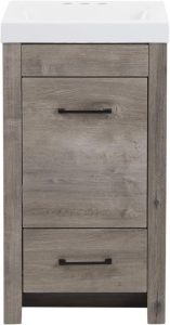 Woodcrafters Home Products Nixie Bathroom Vanity with Sink, 18.5 in. x 16.75 in, White Washed Oak