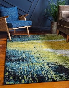 Unique Loom Lyon Collection Modern Abstract Area Rug, 5 x 8 ft, Light Green/Blue
