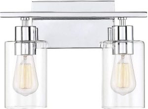 Savoy House 8-2149-2-11 Lambert 2-Light Bathroom Vanity Light in a Polished Crhome with Clear Glass (13.25" W x 9.75" H)