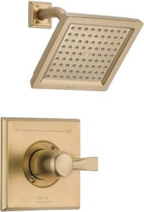 Delta Faucet Dryden 14 Series Single-Function Shower Trim Kit with Single-Spray Touch-Clean Shower Head, Champagne Bronze, 2.0 GPM Water Flow, T14251-CZ-WE (Valve Not Included)