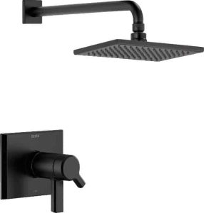 Delta Faucet Pivotal TempAssure Matte Black Shower Faucet with Matte Black Rain Shower Head, Rainfall Shower Head, Matte Black Shower System, Matte Black T17T299-BL