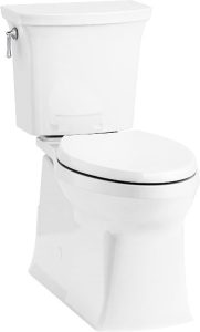 KOHLER 3814-0 Two (TM) Corbelle Comfort Height(R) Elongated 1.28 gpf Toilet with Skirted trapway and Revolution 360 Swirl Flushing Technology and Left-Hand Trip Lever (2 Piece), White