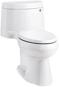KOHLER K-3619-RA-0 Cimarron Comfort Height One-Piece Elongated 1.28 GPF Toilet with AquaPiston Flush Technology, Concealed Trapway, and Right-Hand Trip Lever, White
