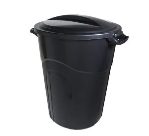 United Solutions 32 Gallon Outdoor Garbage Can, Black, Easy to Carry Garbage Can with Sturdy Construction, Pass-Through Handles & Attachable Click Lock Lid, Indoor or Outdoor Use, 2-Pack
