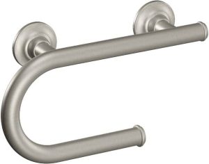 Moen LR2352DBN Home Care 8-Inch Grab Bar with Integrated Toilet Paper Holder, Brushed Nickel
