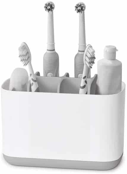 Joseph Joseph 70510 EasyStore Toothbrush Holder Bathroom Storage Organizer Caddy, Large, Gray