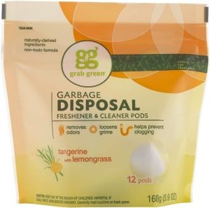 Grab Green Garbage Disposal Freshener Cleaner Pods - Tangerine with Lemongrass, white
