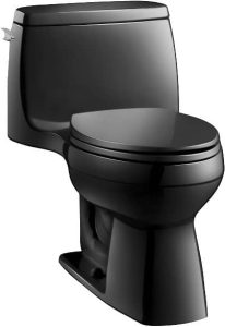 KOHLER 3810-7 Santa Rosa Comfort Height Elongated 1.28 GPF Toilet with AquaPiston Flush Technology and Left-Hand Trip Lever, Black Black